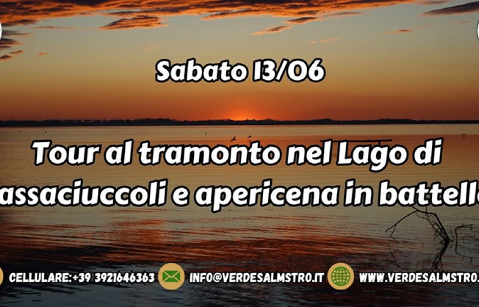 Tour al tramonto nel Lago di Massaciuccoli e apericena in battello