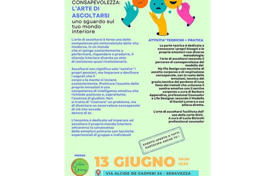 L'ARTE DI ASCOLTARSI Laboratorio di consapevolezza