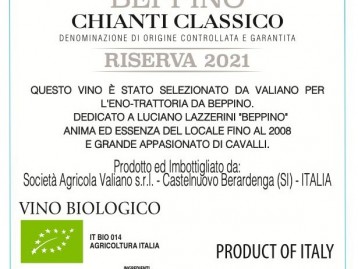 “Cena Straordinaria”con il Chianti Classico Riserva “Beppino” (dedicato a Luciano) dell’az. Valiano