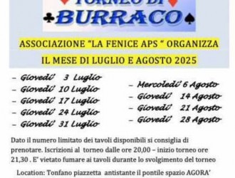 Torneo di burraco, spazio Agora' a Tonfano 2025