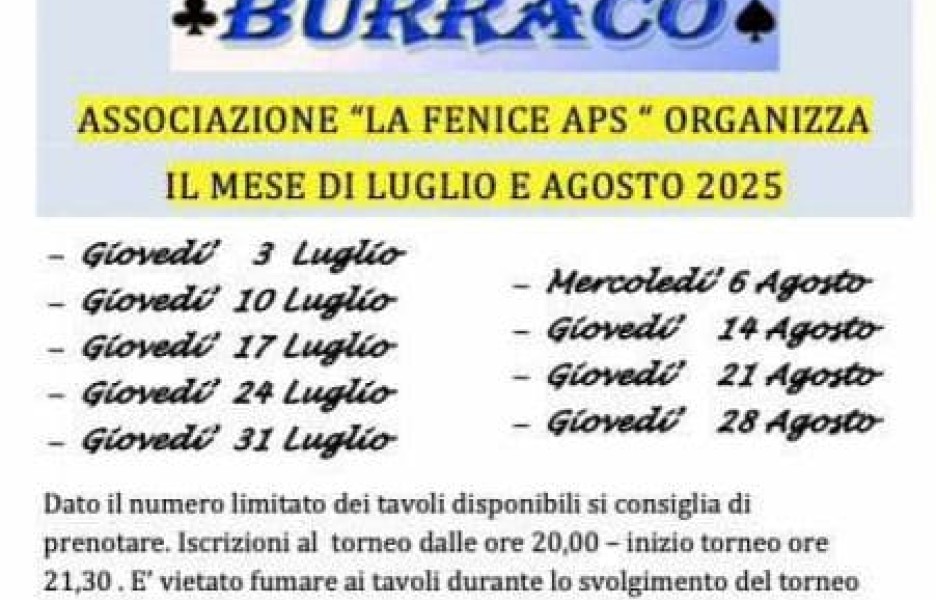 Torneo di burraco, spazio Agora' a Tonfano 2025